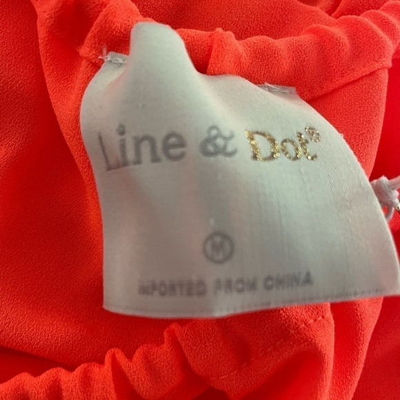 Line & Dot Neon Orange Shoulder Tie Lennon Dress - Picture 9 of 15